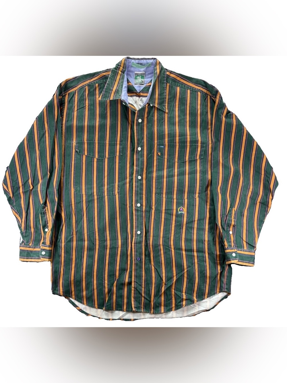 Vintage Mcintosh & Seymour Long Sleeve Striped Button Up Shirt Men's XL Green